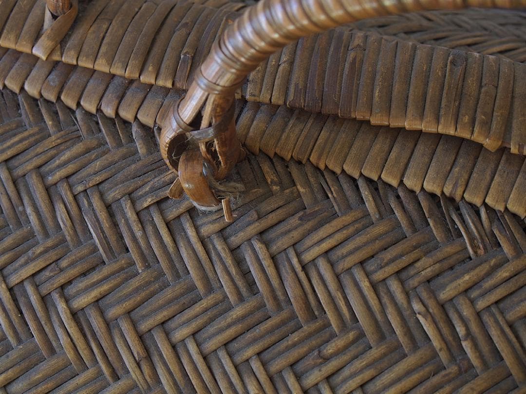 ふた付きバスケット パニエ かご細工 柳 籐 枝編み細工 ヨーロッパ /K404