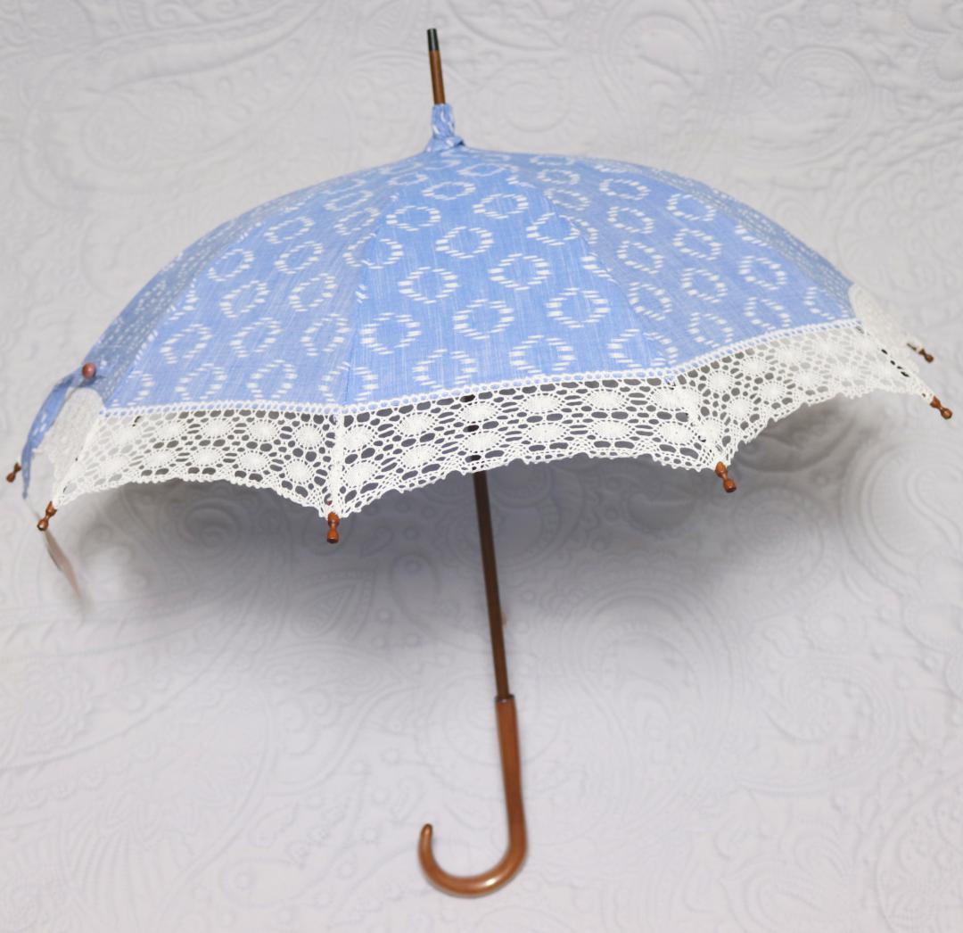 38,500円新品【長傘 日傘】重要無形文化財 久留米絣 手括り藍染め 高級日傘
