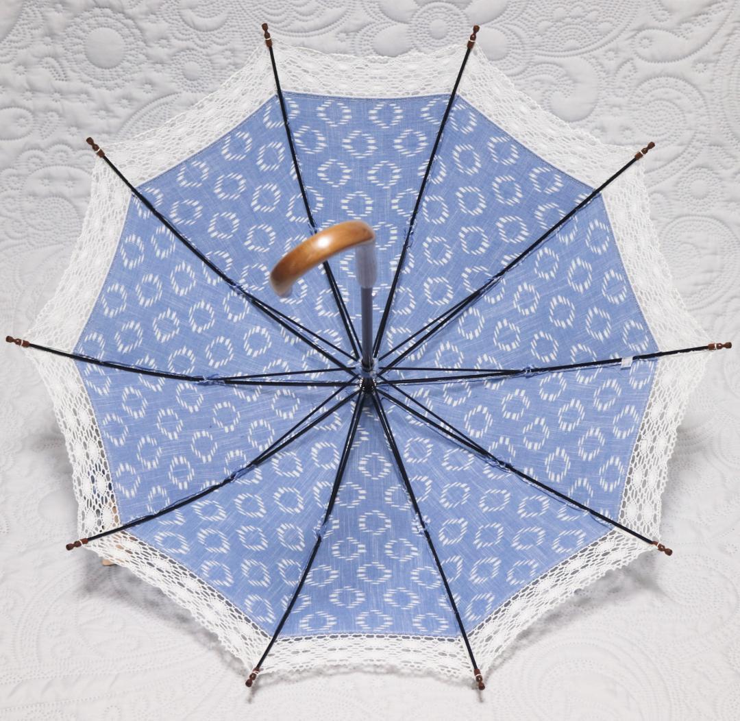 38,500円新品【長傘 日傘】重要無形文化財 久留米絣 手括り藍染め 高級日傘