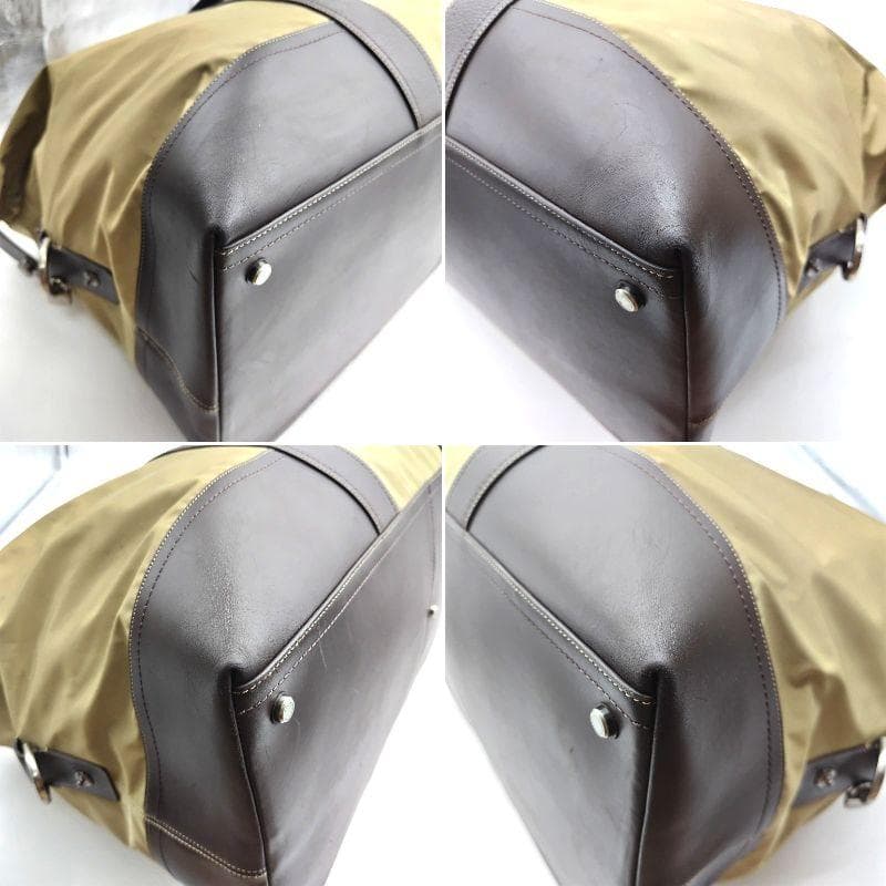 コーチ ボストンバッグ 2way 大容量 ナイロン×レザー 南京錠 チャーム