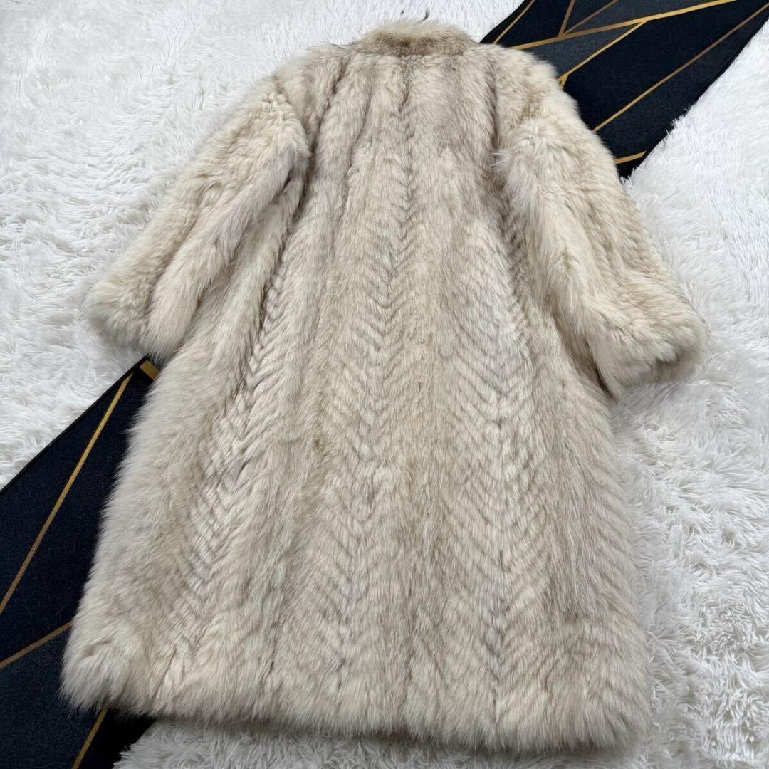 総丈118㎝ ブルーフォックス ファーコート 本毛皮 ロング XXL AA254