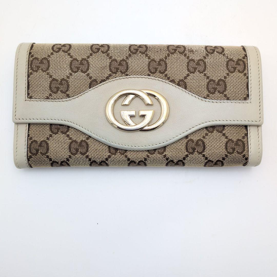 GUCCIグッチ 長財布 GG柄 インターロッキング ロゴ金具