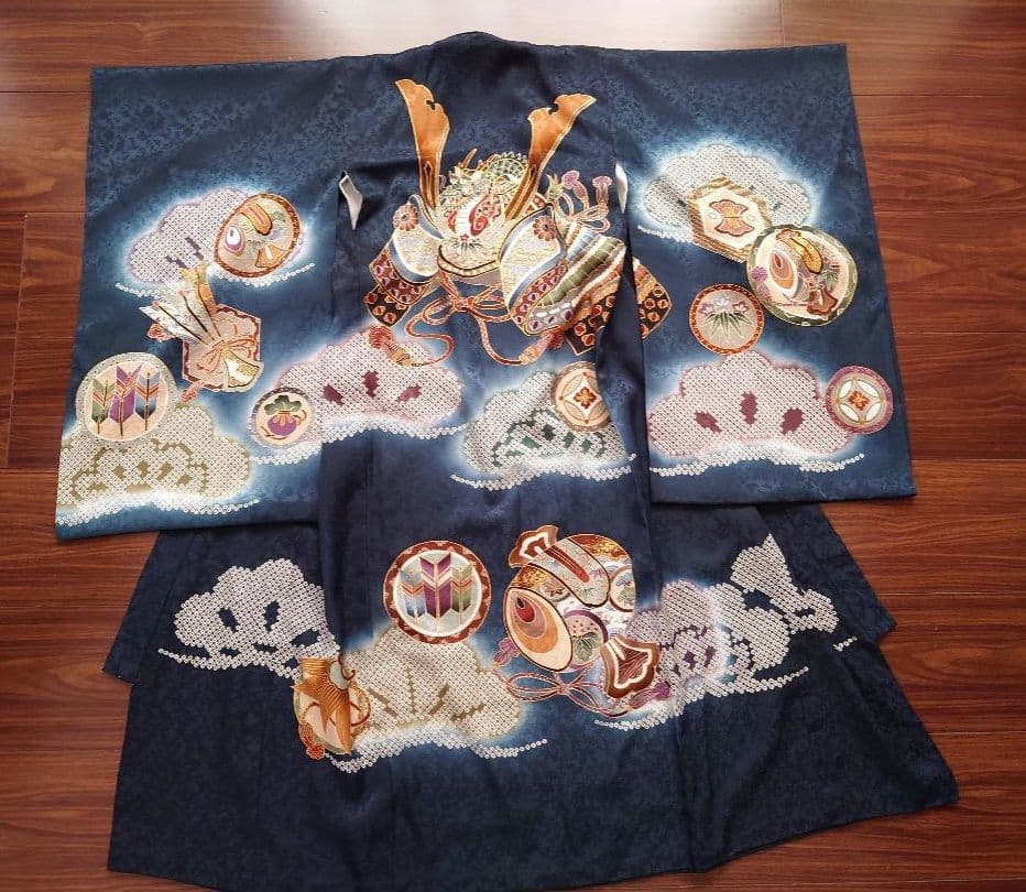 正絹　美品 男の子 お宮参り着物 掛け着 産着