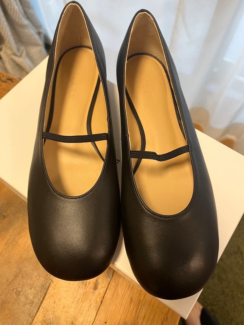 オブリークトウ フラットバレエシューズ 37サイズ ブラック