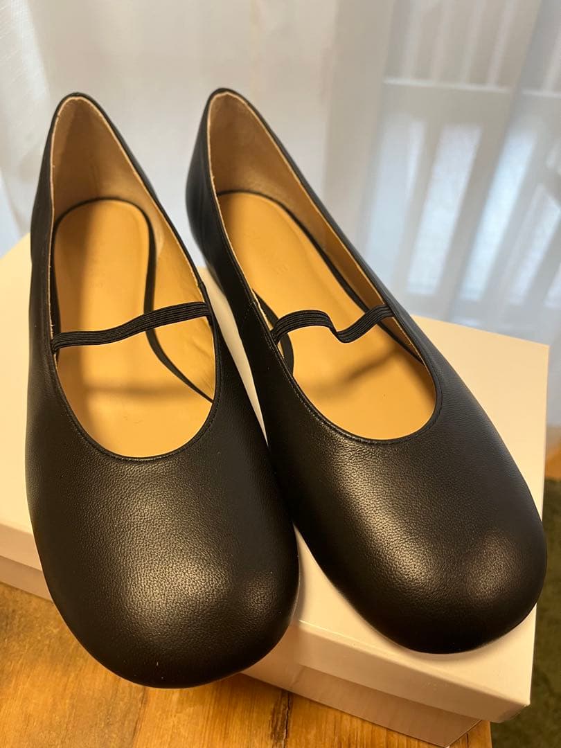 オブリークトウ フラットバレエシューズ 37サイズ ブラック