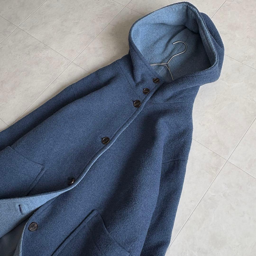 conges payes イタリア生地 フードコート 青 F ゆったり