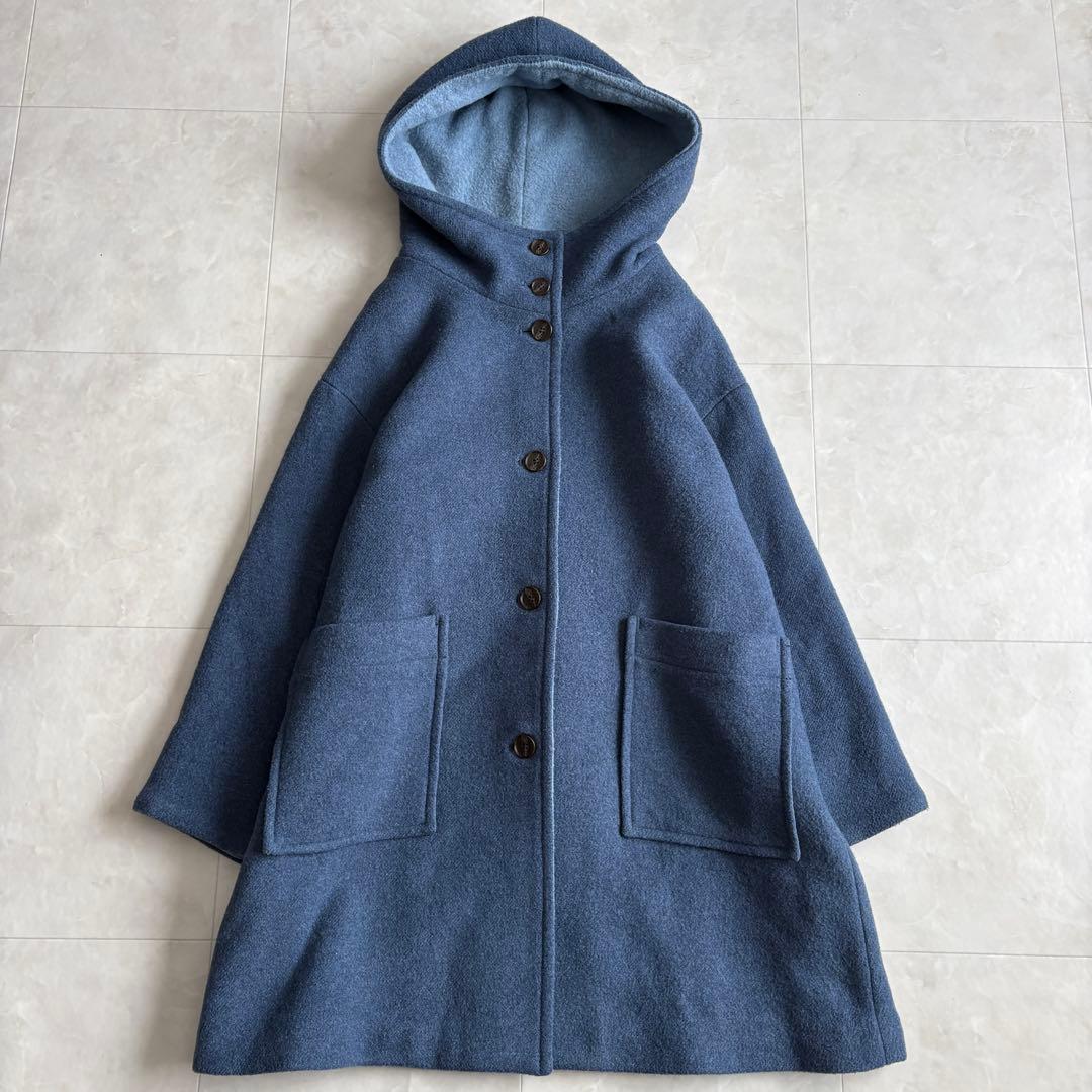 conges payes イタリア生地 フードコート 青 F ゆったり