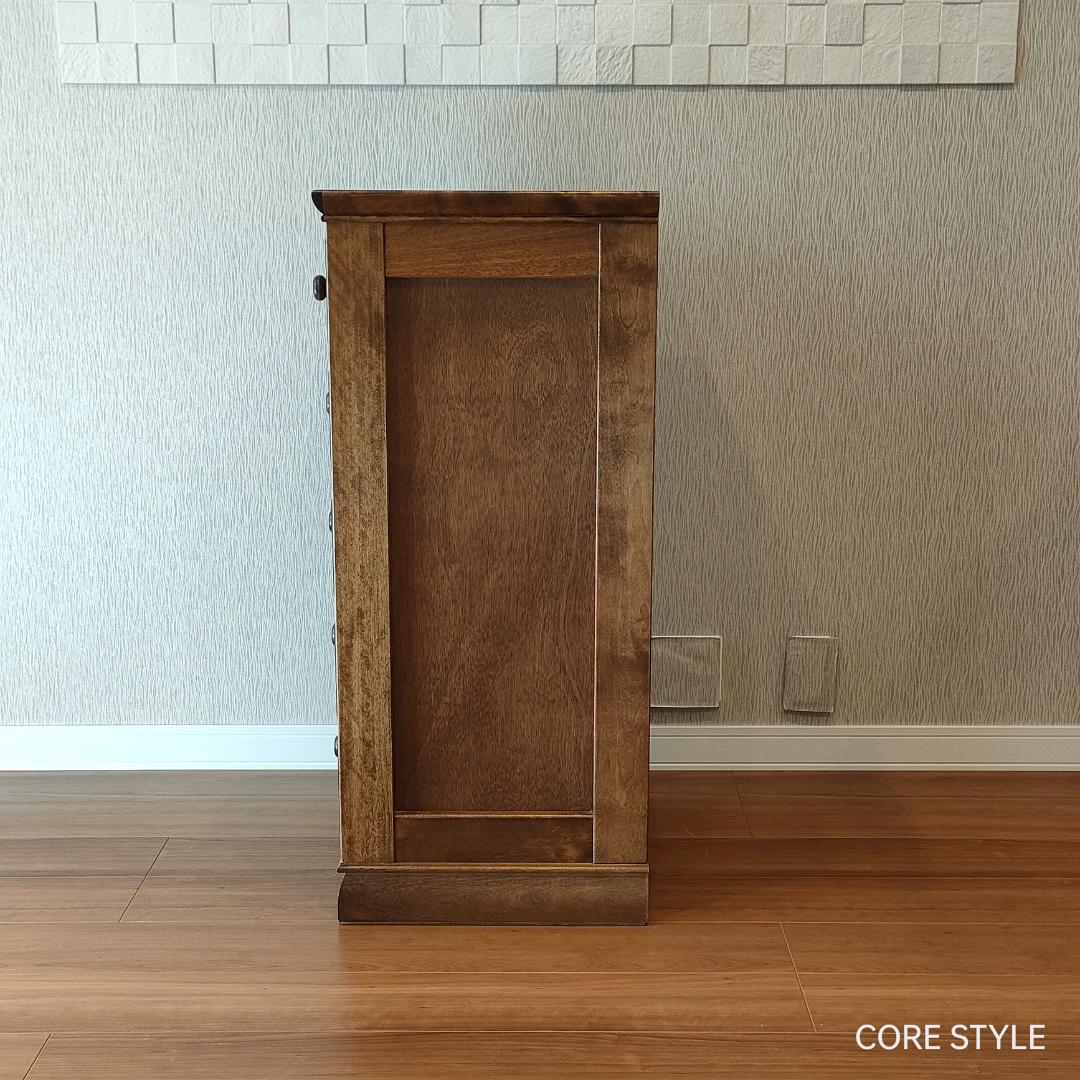 高級　スリムチェスト　5段チェスト　6杯　組木　樺材　アンティーク