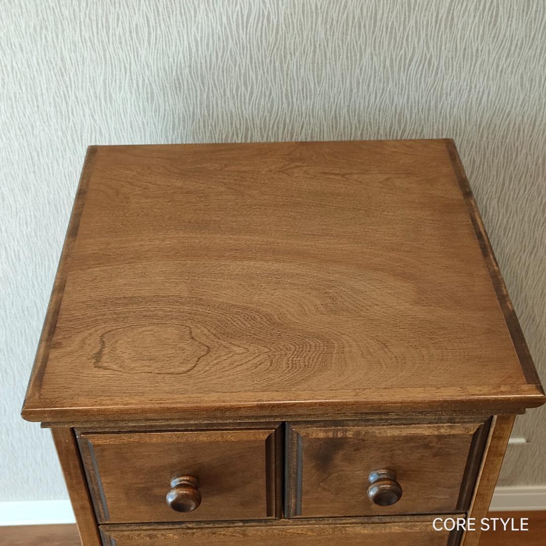 高級　スリムチェスト　5段チェスト　6杯　組木　樺材　アンティーク