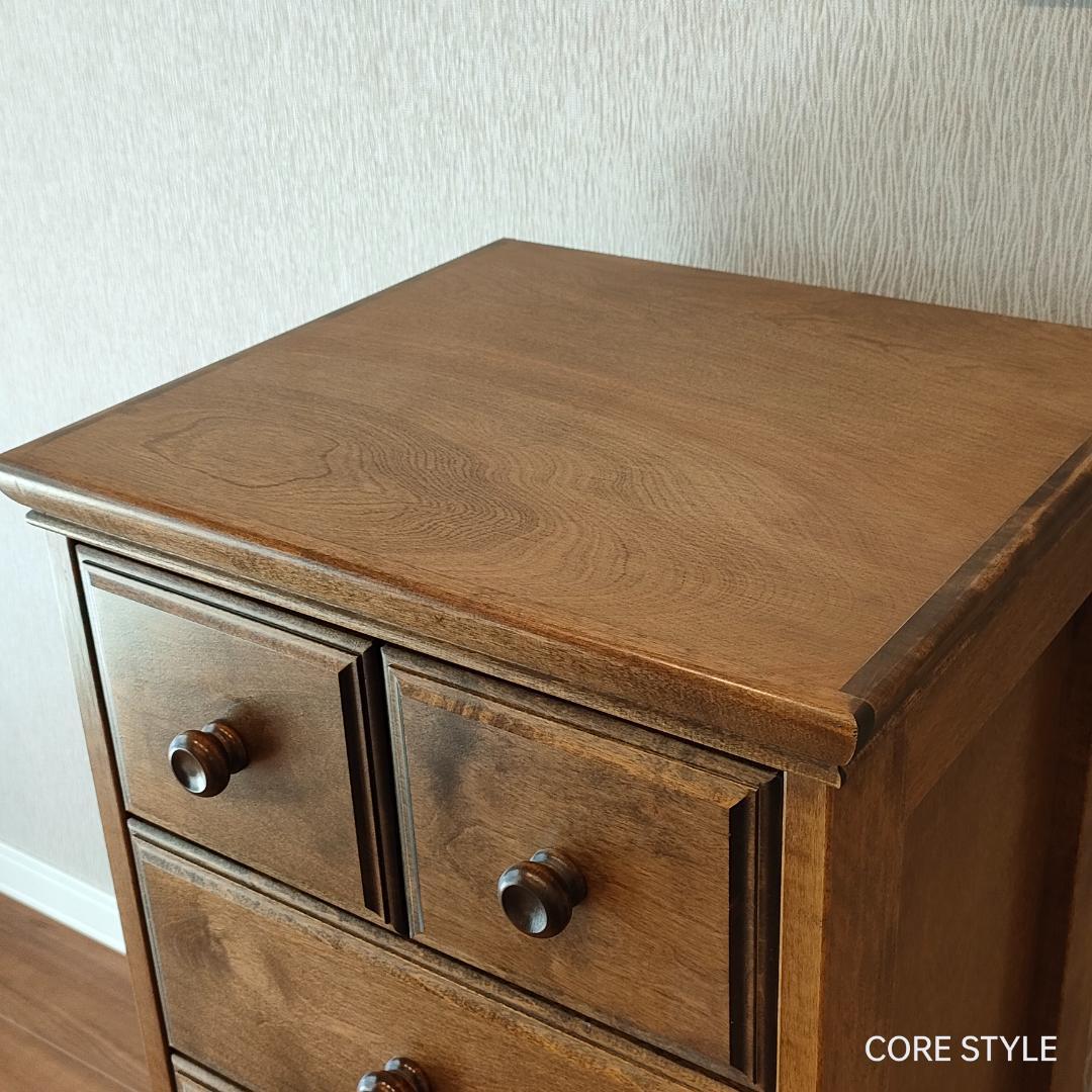 高級　スリムチェスト　5段チェスト　6杯　組木　樺材　アンティーク