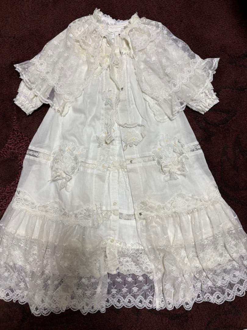 ホワイト ベビードレス 帽子・靴下付き 6点セット