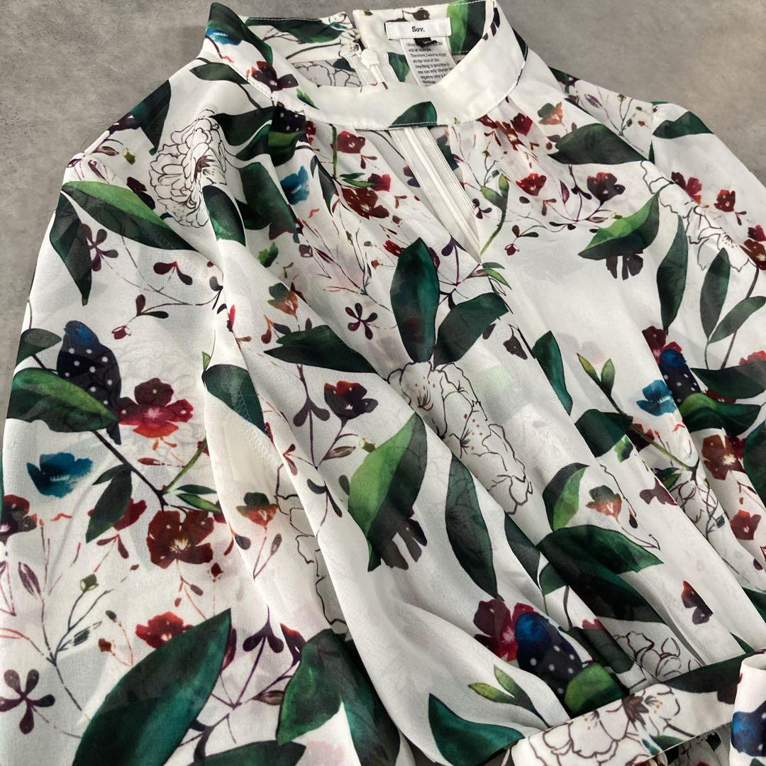 美品Sov. フラワープリント　ワンピース　Aライン　プリーツ　ワンピース