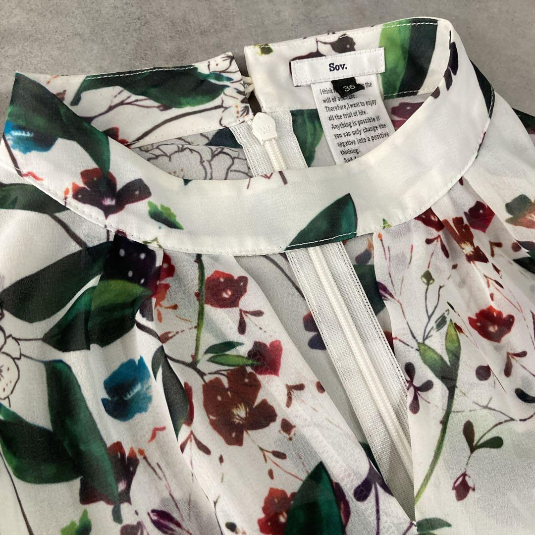 美品Sov. フラワープリント　ワンピース　Aライン　プリーツ　ワンピース