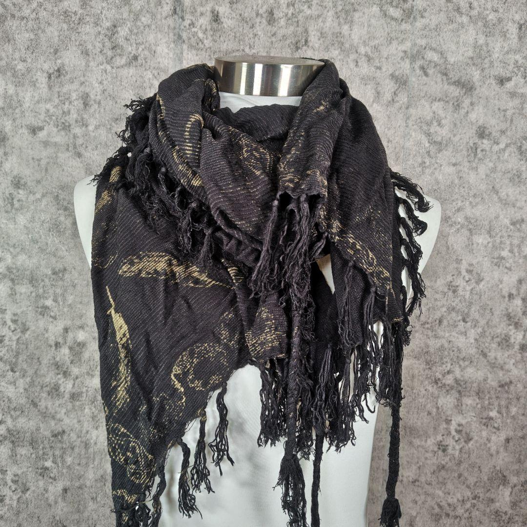 14th Addiction ストール スカーフ 総柄 フリンジ 希少モデル