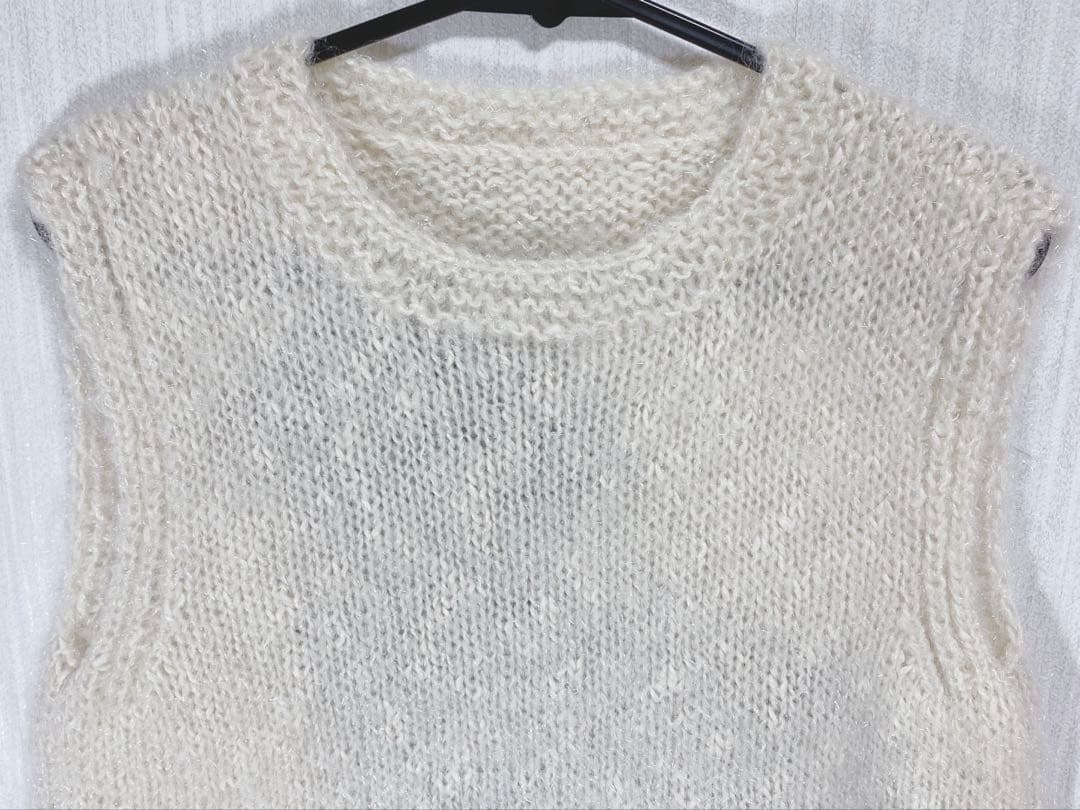 新品未使用ふわっふわっオーダー インターシャ手編みBLACK CATニットベスト