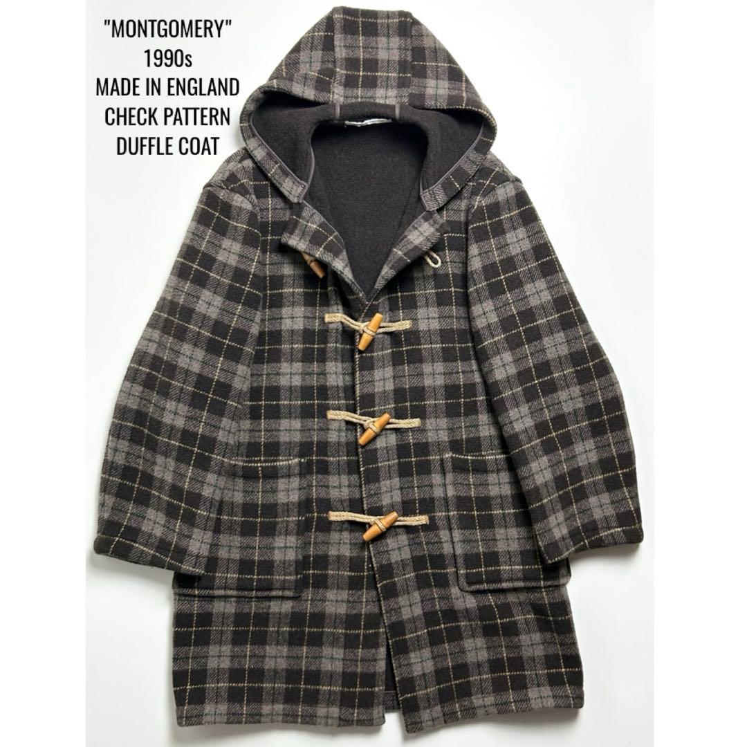 90s【美品】モンゴメリーバイチベット/チェック柄ダッフルコート/英国製/古着