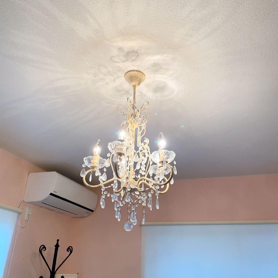 シャンデリア　Alice　5灯　クリーム色　LED対応　照明