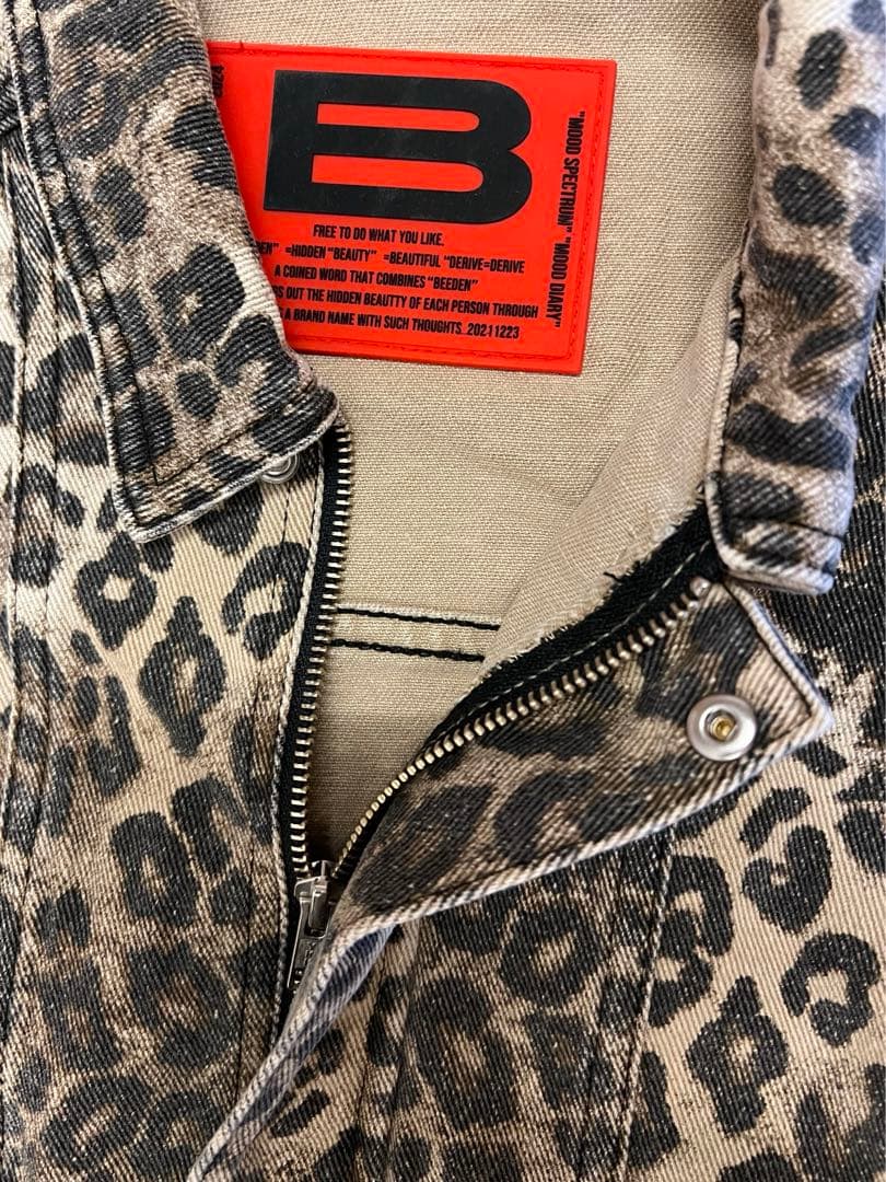 BEEDEN ヒョウ柄 クロップドデニムジャケット