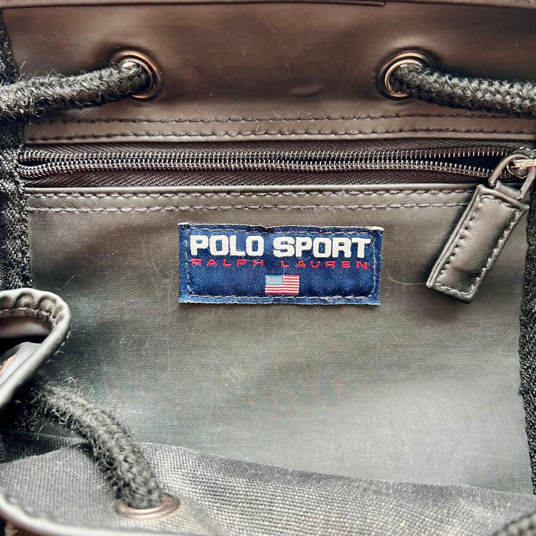 【希少】POLO SPORT 90s ブラック リュック 巾着 ヴィンテージ