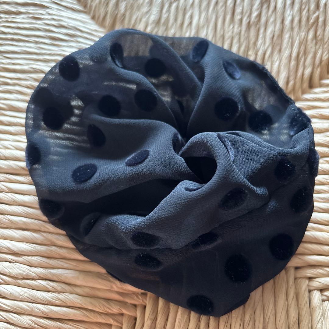 BAREN 医療用帽子のみ　黒ドットシフォン