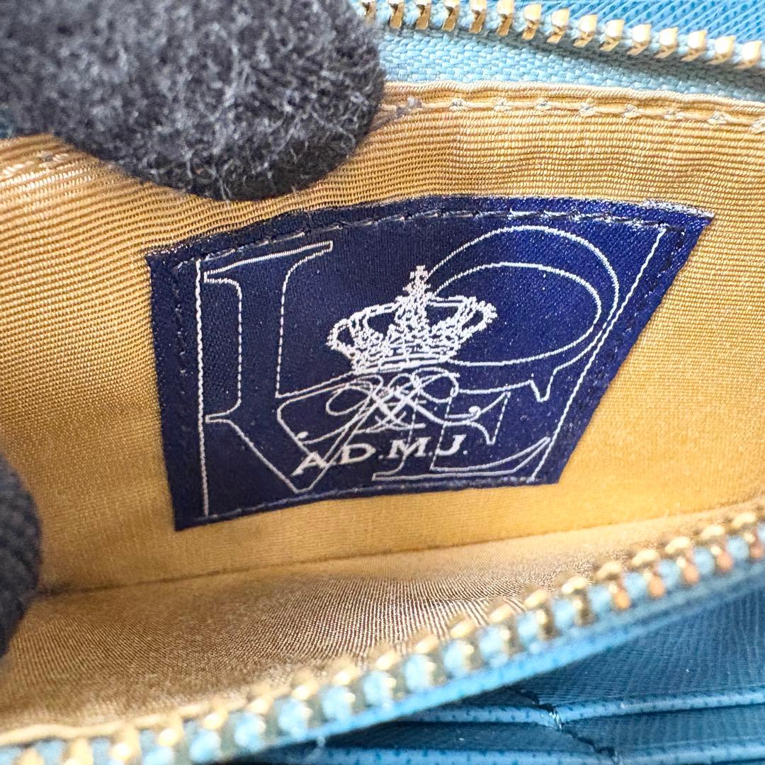 ADMJ ビジュー　クロコ型押し　ブラック　L字ファスナー　長財布.