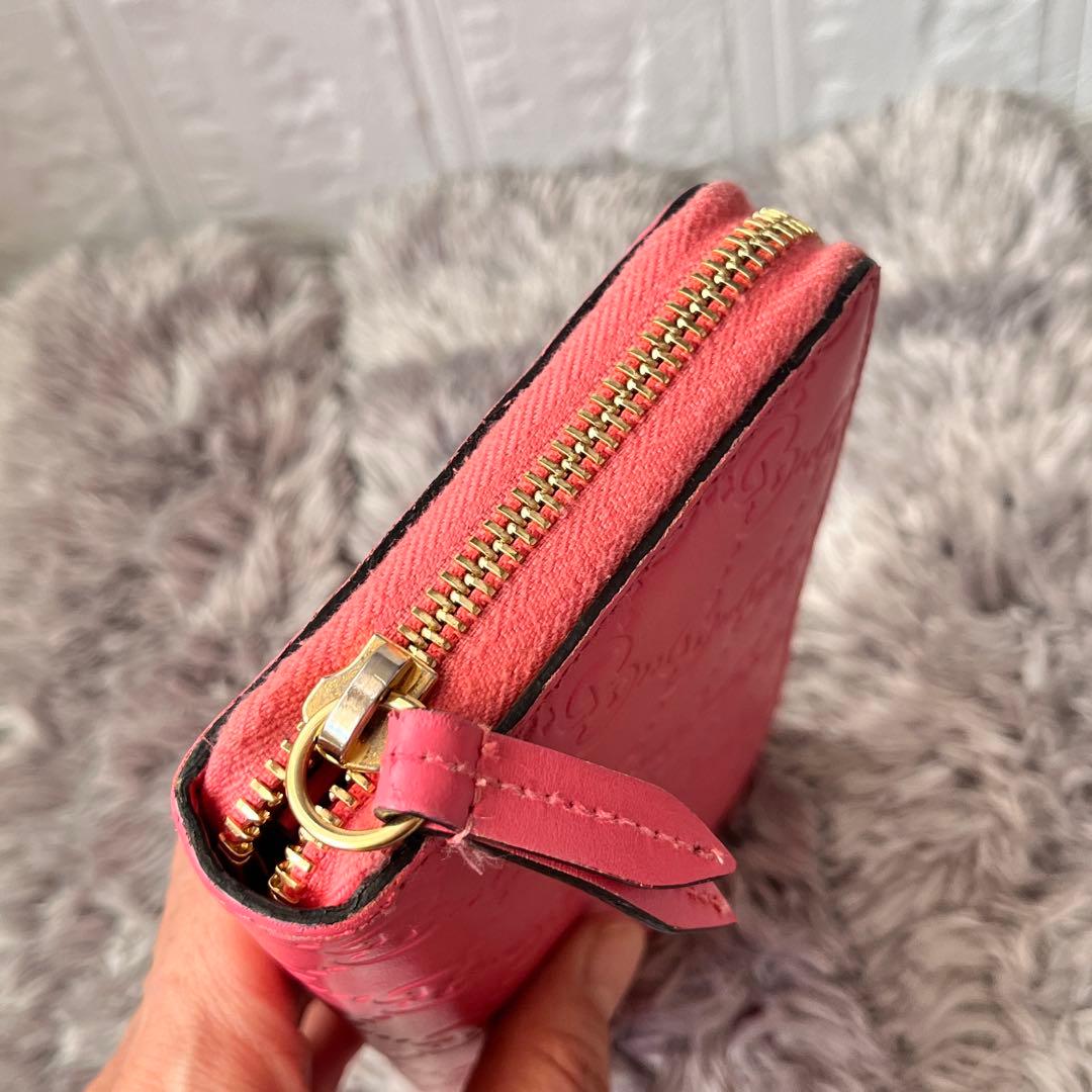 美品✨GUCCI シマ　ラウンドファスナー　ピンク　長財布　レディース