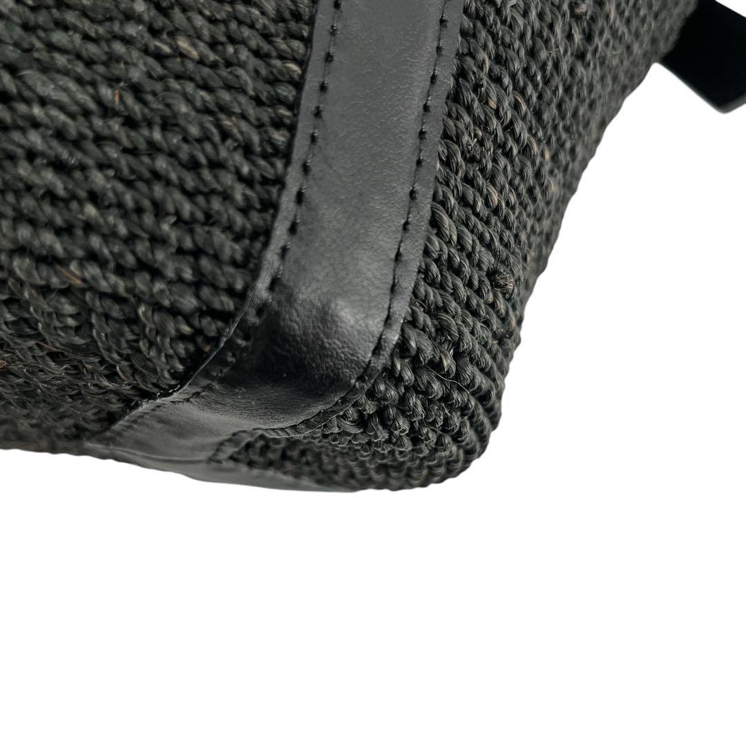 ヴィオラドーロ　2way かごバッグ　ショルダーバッグ　ミロ　アバカ　レザー　黒