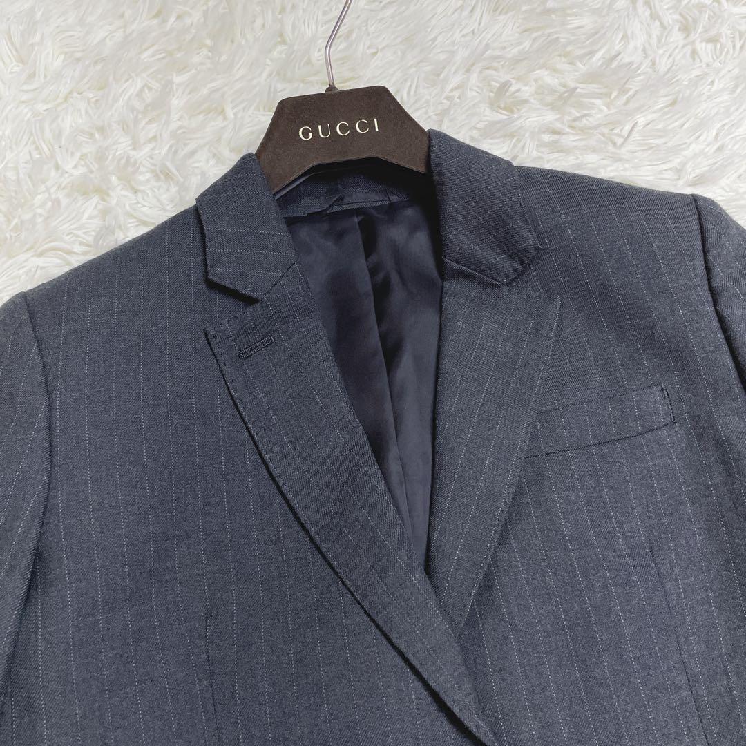 美品 マーガレットハウエル セットアップ スーツ ウール ストライプ グレー