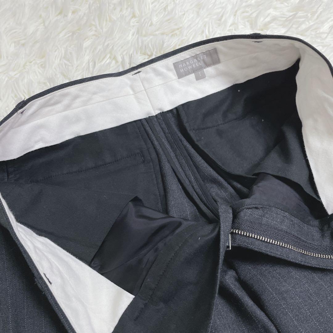 美品 マーガレットハウエル セットアップ スーツ ウール ストライプ グレー