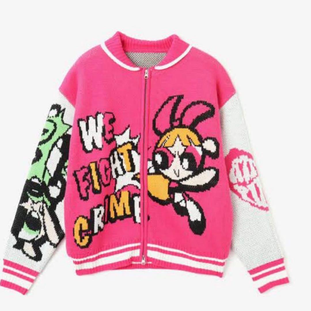 新品　未使用　パワパフガールズ× atmos ニット ブルゾン パーカー　ピンク