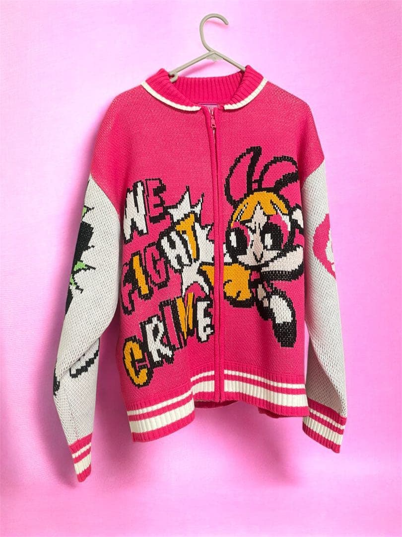 新品　未使用　パワパフガールズ× atmos ニット ブルゾン パーカー　ピンク