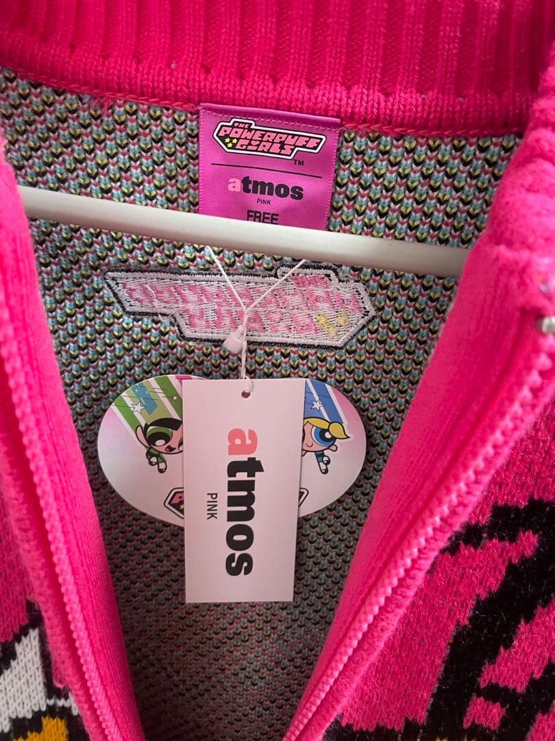 新品　未使用　パワパフガールズ× atmos ニット ブルゾン パーカー　ピンク