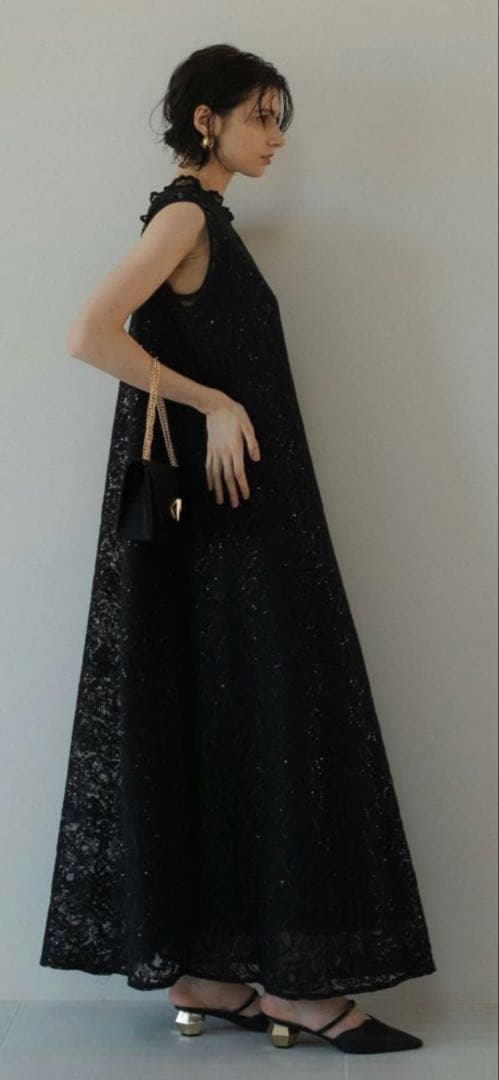 新品　Sサイズ　LE’RURE Prism lace A-line dress黒