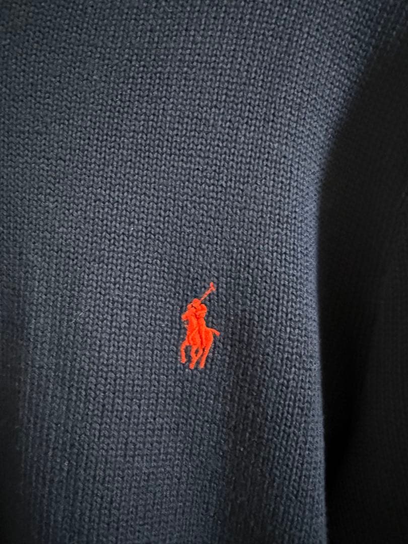 ラルフローレン　コットン　ニット　セーター　ネイビー　赤刺繍　M ポロ