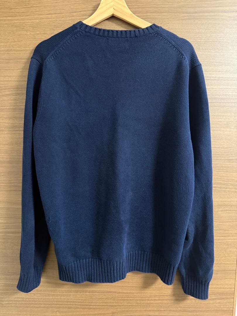 ラルフローレン　コットン　ニット　セーター　ネイビー　赤刺繍　M ポロ