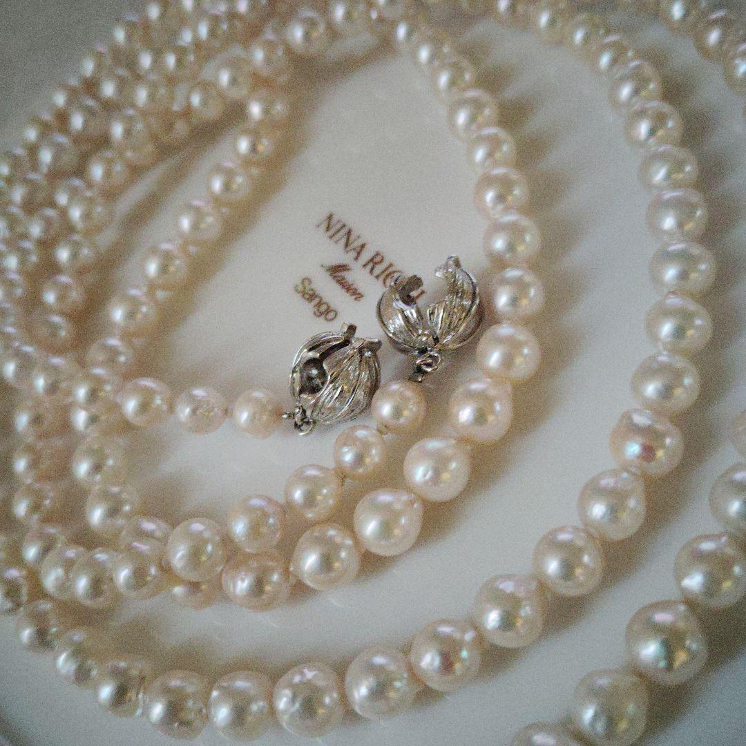 あこや真珠バロックパールロングネックレス　パックマンクラスプ　約123㌢前後