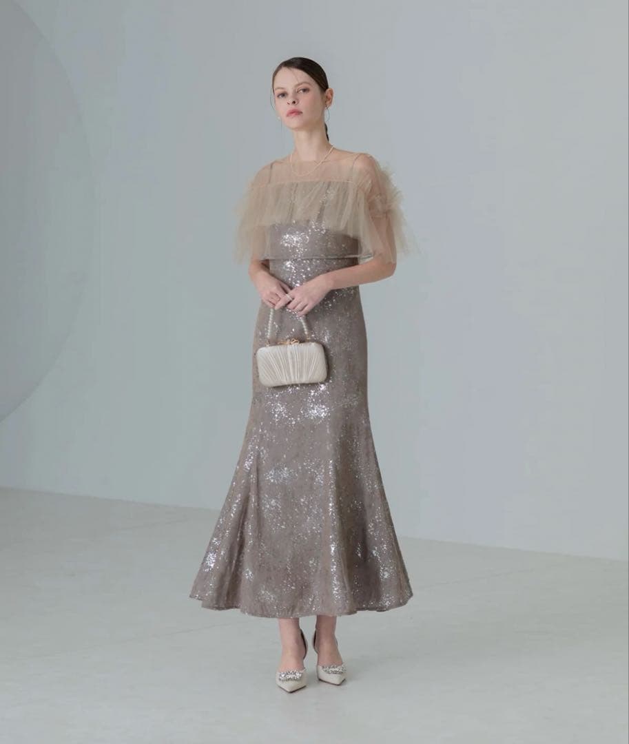 LEJA チュールフリルボレロペイントマーメイドワンピースドレス