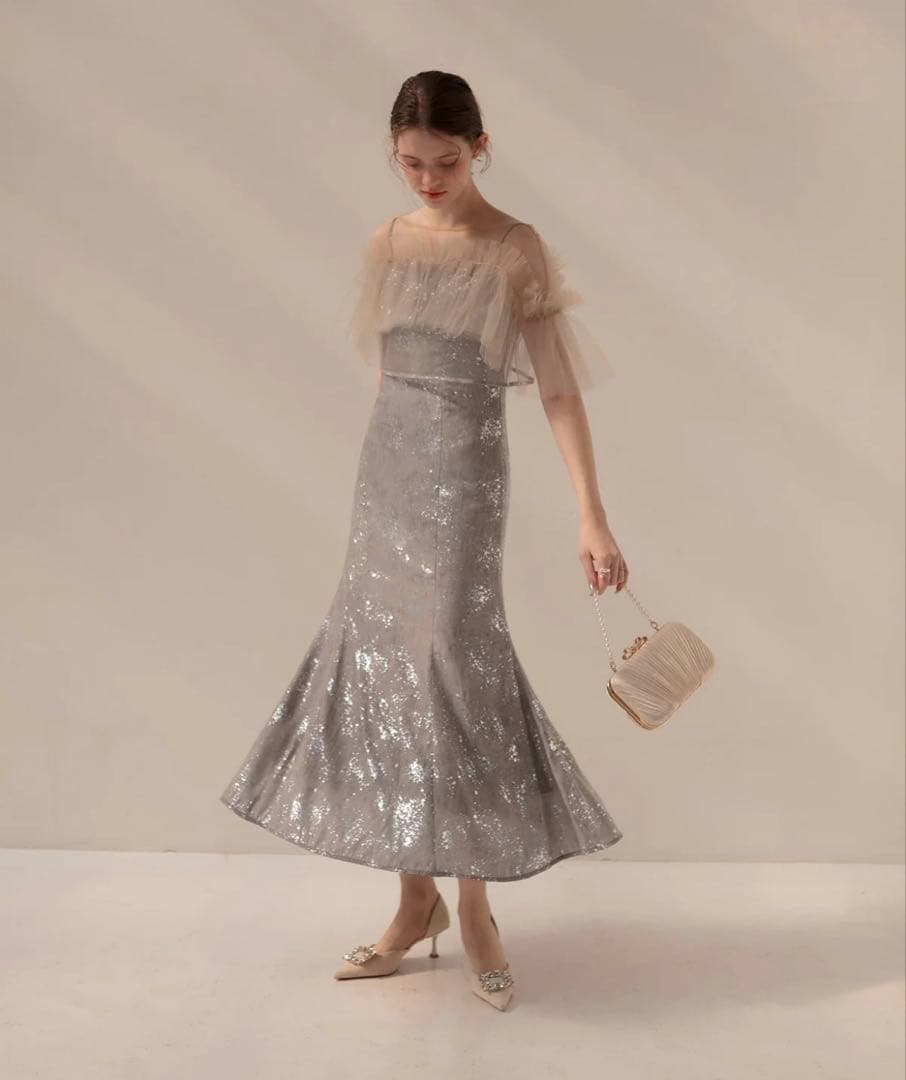 LEJA チュールフリルボレロペイントマーメイドワンピースドレス