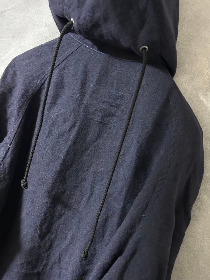 Y's ワイヤーカラー リネンジップアップ ミリタリーモッズコート