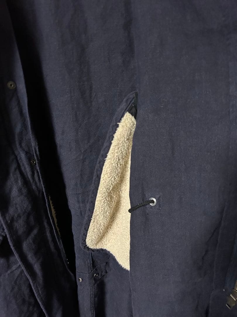 Y's ワイヤーカラー リネンジップアップ ミリタリーモッズコート