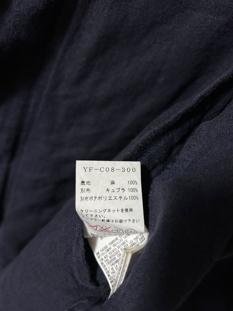 Y's ワイヤーカラー リネンジップアップ ミリタリーモッズコート