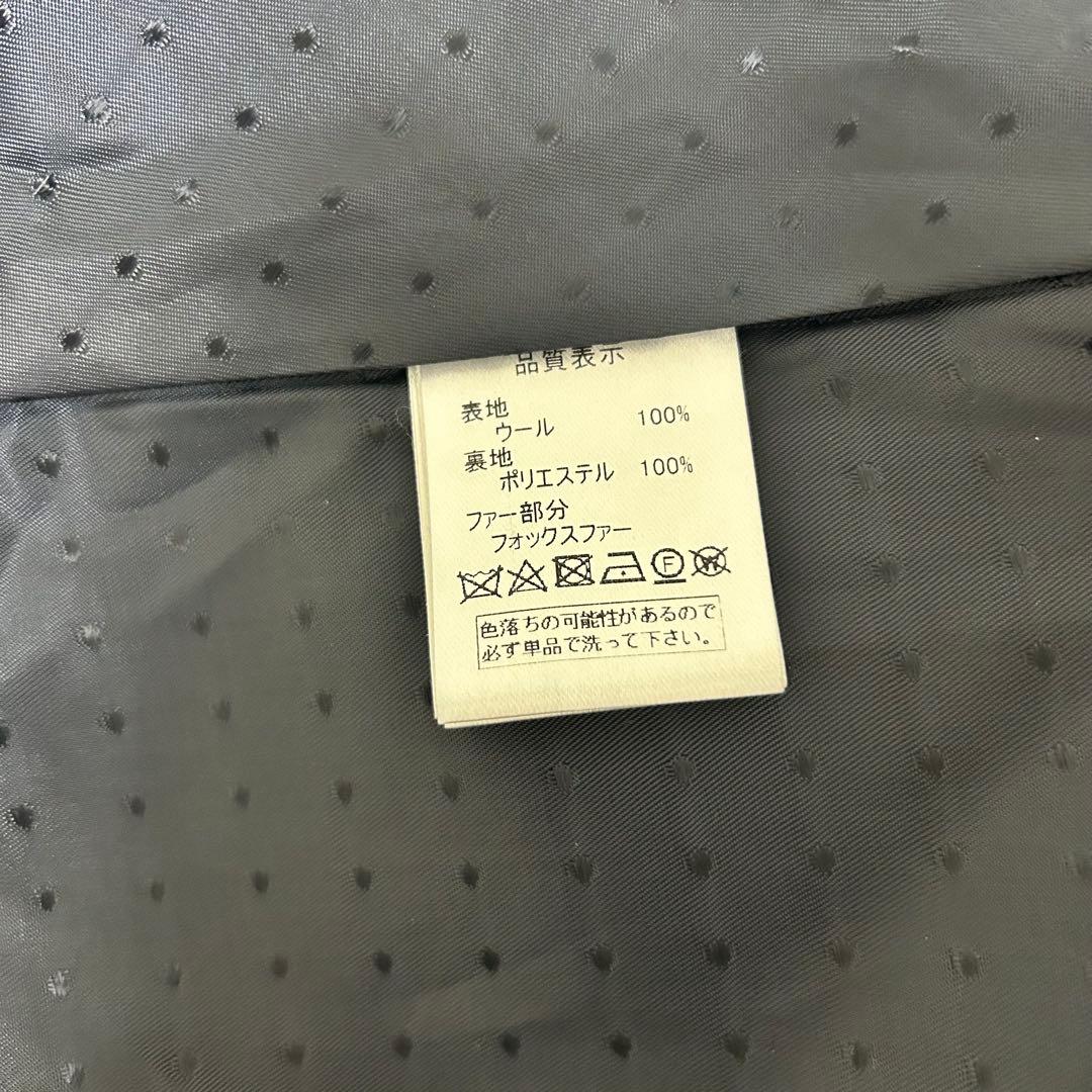 【美品】RUIRUE BOUTIQUE フォックスファー付ウールケープ 黒