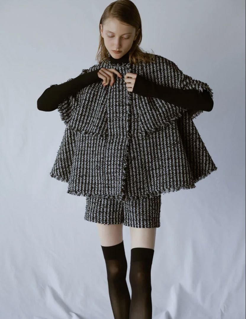 【美品】anuansツイードケープコート