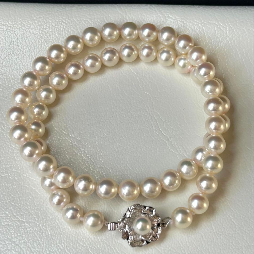 美品 アコヤ真珠 ネックレス 本真珠 パール silver 7mm