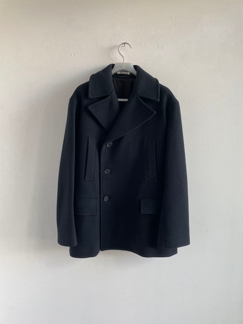 AURALEE ブラック ウール ピーコート