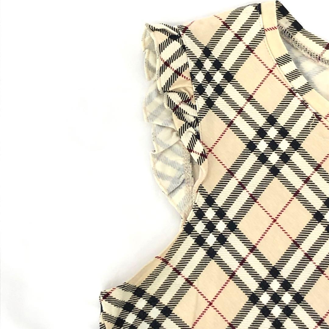 M09/059 バーバリー ブルーレーベル ノースリーブ ノバチェック フリル