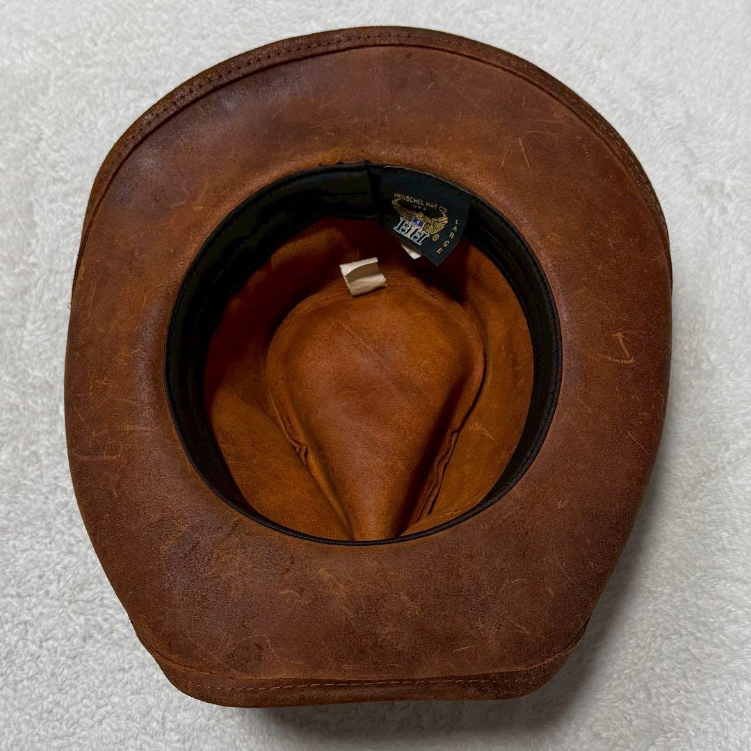 USA製 牛革 Lサイズ HENSCHEL ウエスタンハット メタルコンチョ