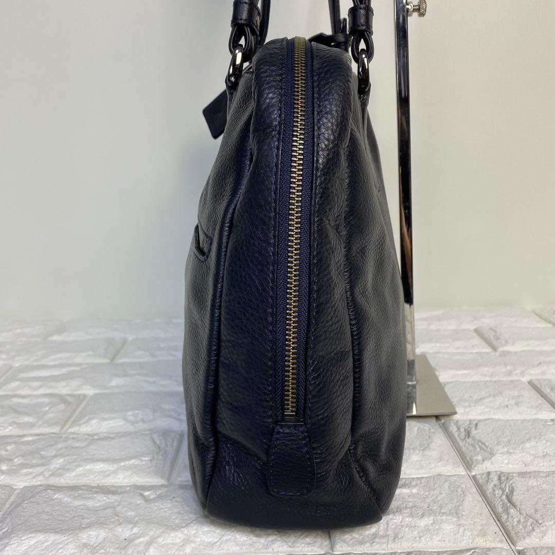 【美品】土屋鞄　ビジネスバッグ　クラルテサージュ　肩掛け　濃紺　ネイビー　レザー