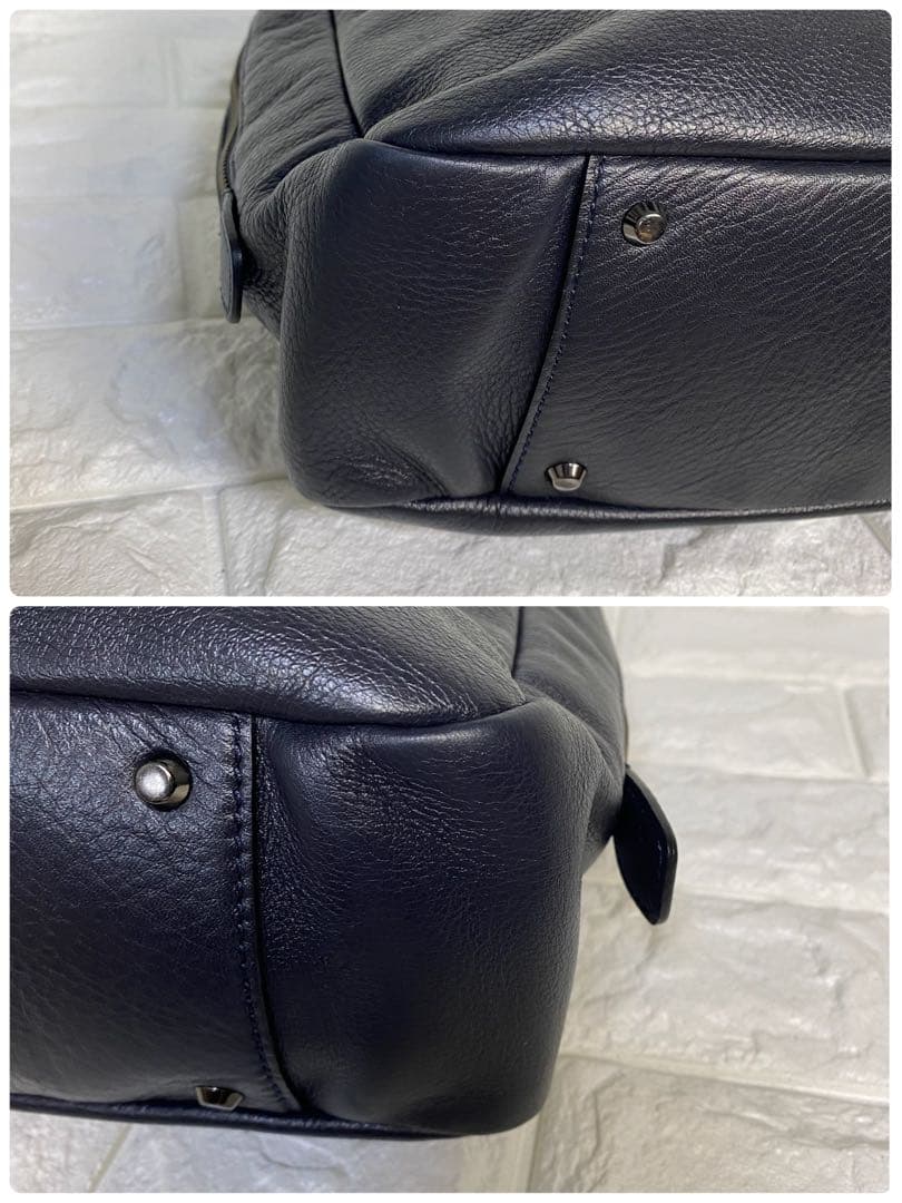 【美品】土屋鞄　ビジネスバッグ　クラルテサージュ　肩掛け　濃紺　ネイビー　レザー