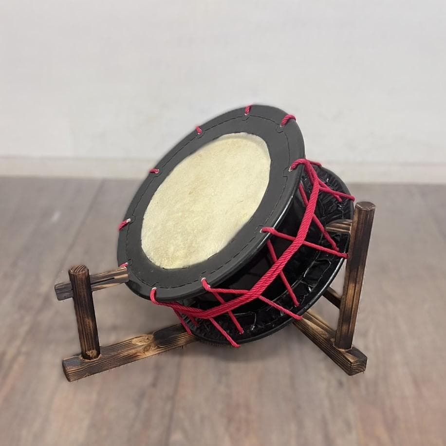 フォロー割【新品】【蔵出し】締め太鼓 牛革 和太鼓 バチ付 台付 入門用